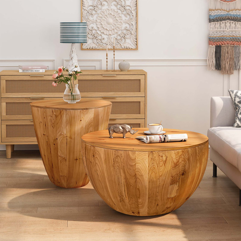 Vintage Style Bucket Shaped Coffee Table Set